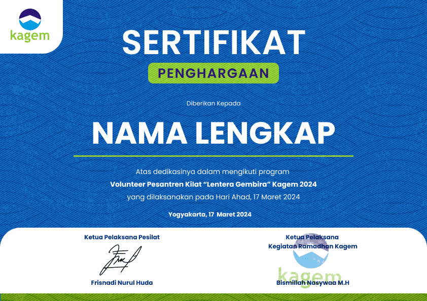 Sertifikat Volunteer Kagem 2024